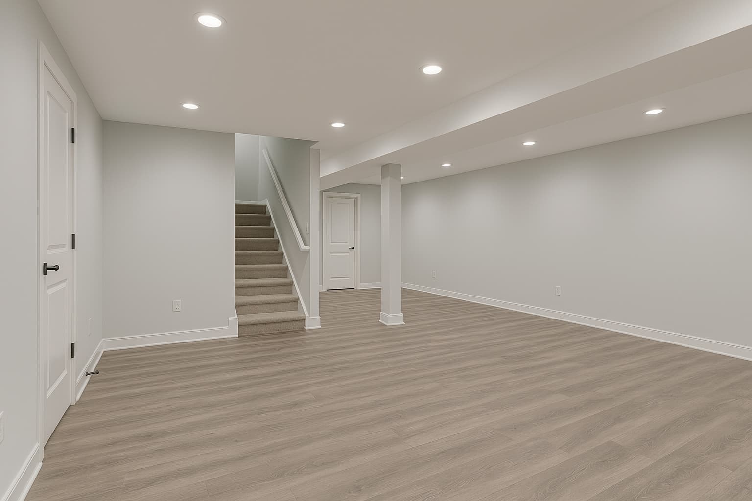 Finished basement with comfortable seating area