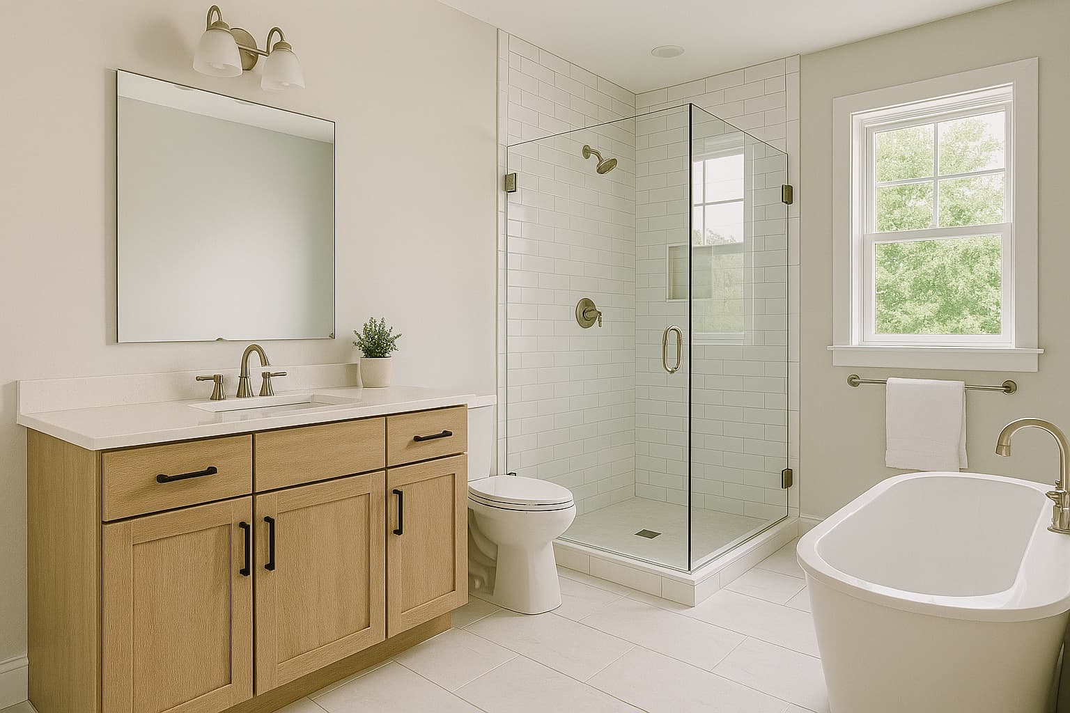 Modern bathroom with walk-in shower