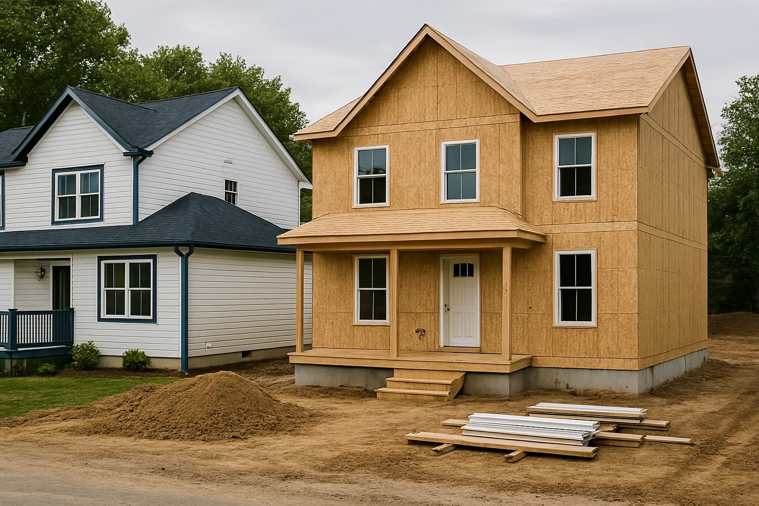 Framework of a new house under construction