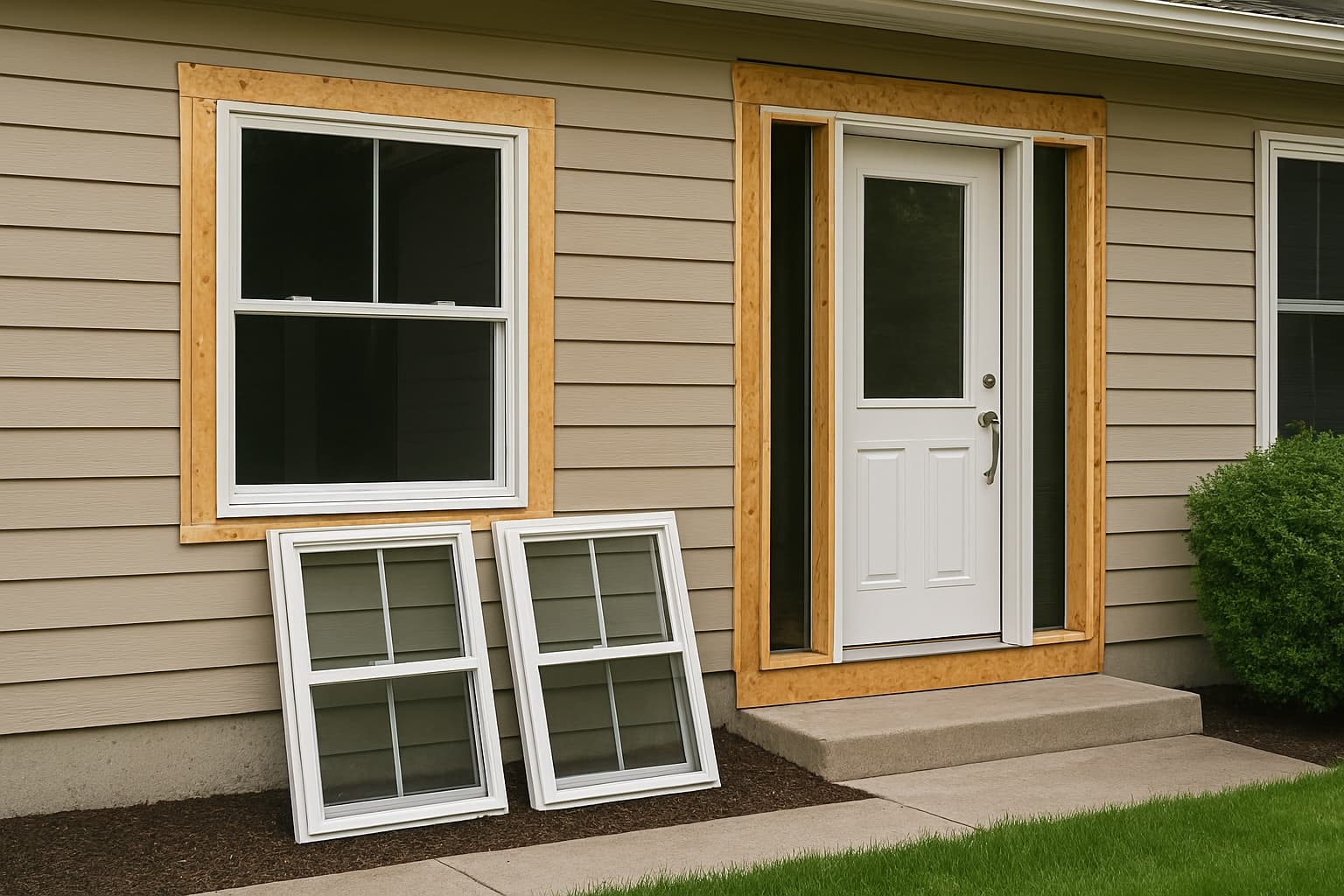 Newly installed modern windows on a house exterior